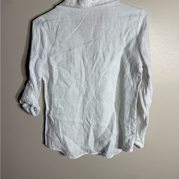 Zara Crisp White Linen Blouse Small - Picture 2 of 3